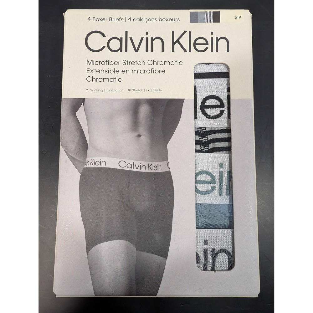 Calvin Klein Mens 4 Pack Microfiber Stretch Chromatic Boxer Briefs Small NIB